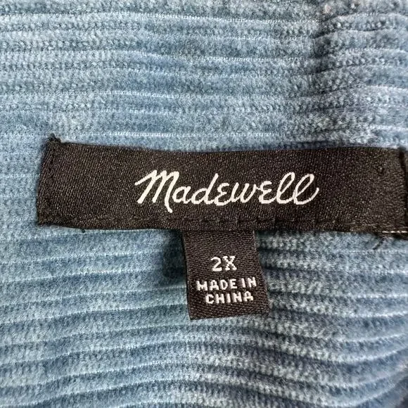 Madewell Dress Womens 2X Blue Corduroy Mini Shirtdress Long Sleeve Shift Collar - Picture 5 of 10
